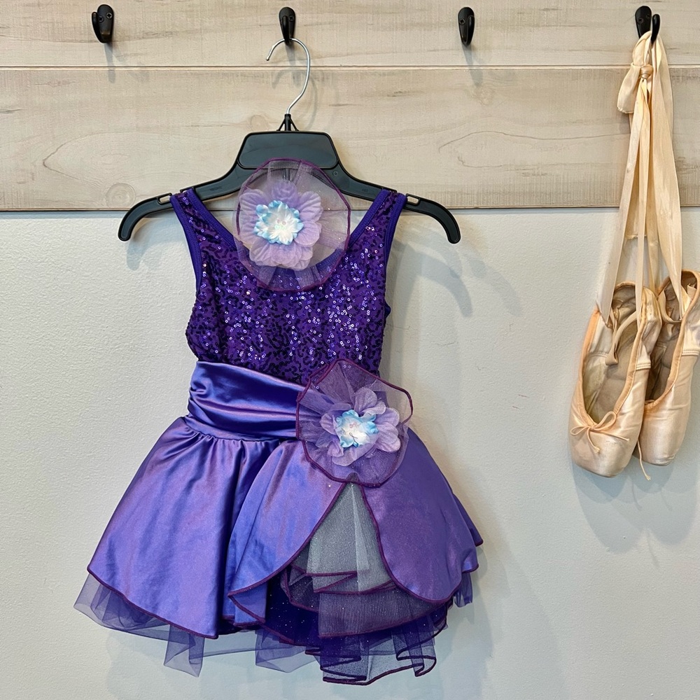 Curtain Call Costumes, Almost There, ballet tutu dance outfit, purple, size CSM